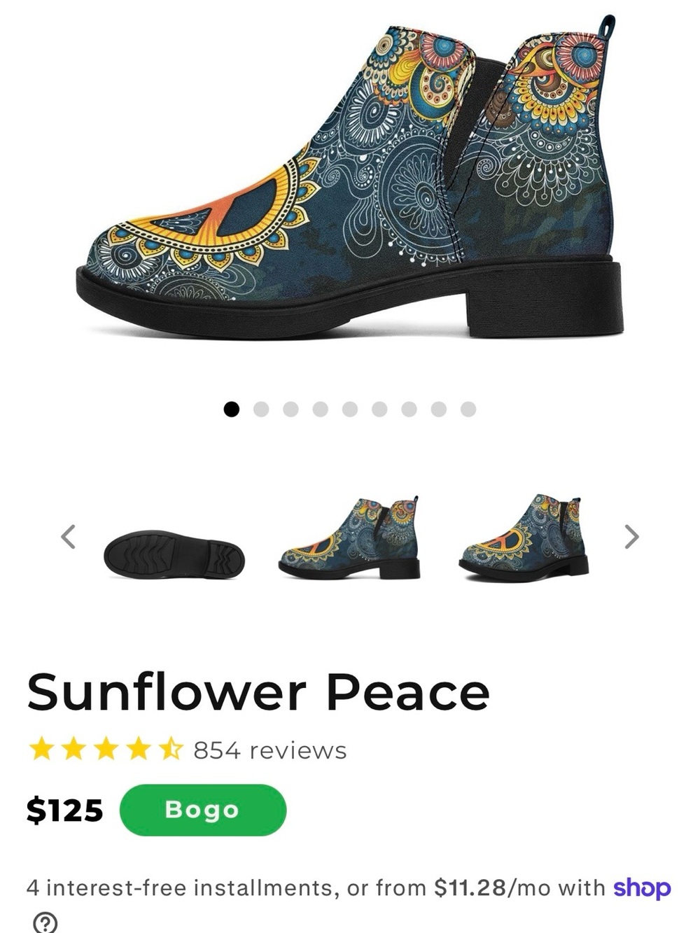 Yes We Vibe Slip On Ankle Boots NWOT sz 7 Sunflower Peace Vegan Leather - Picture 4 of 5